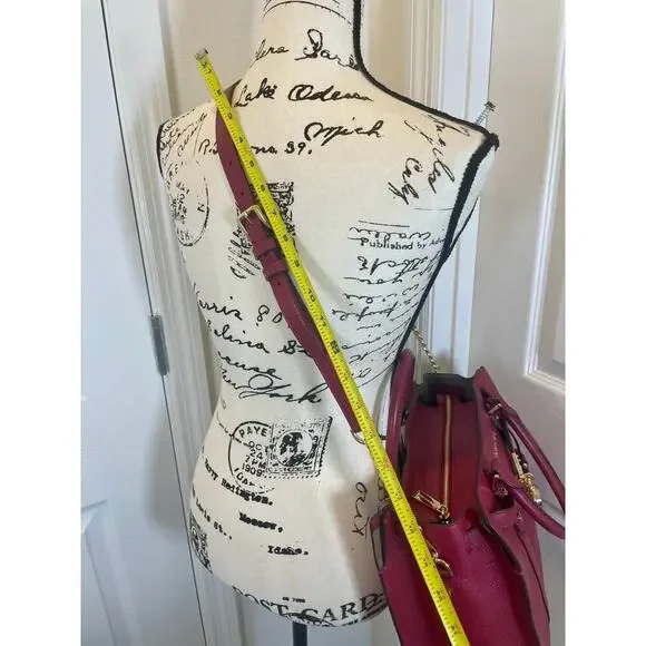 MICHAEL KORS NOUVEAU LARGE SATCHEL BAG PADLOCK KEY CROSSBODY BERRY VERSATILE - Picture 13 of 16